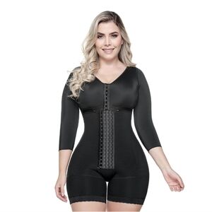 Columbian Fajas LYCRA Black One Piece Full Body Girdle Size Large